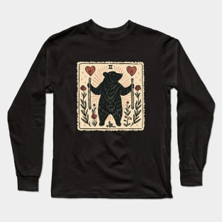 Tarot card with bear and hearts Long Sleeve T-Shirt